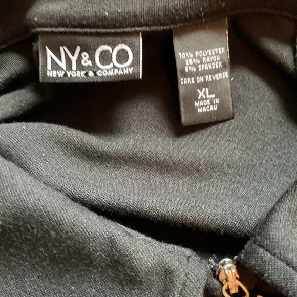 NY & CO Black Princess Seam Zip Front Long Sleeve Jacket XL - Picture 4 of 6